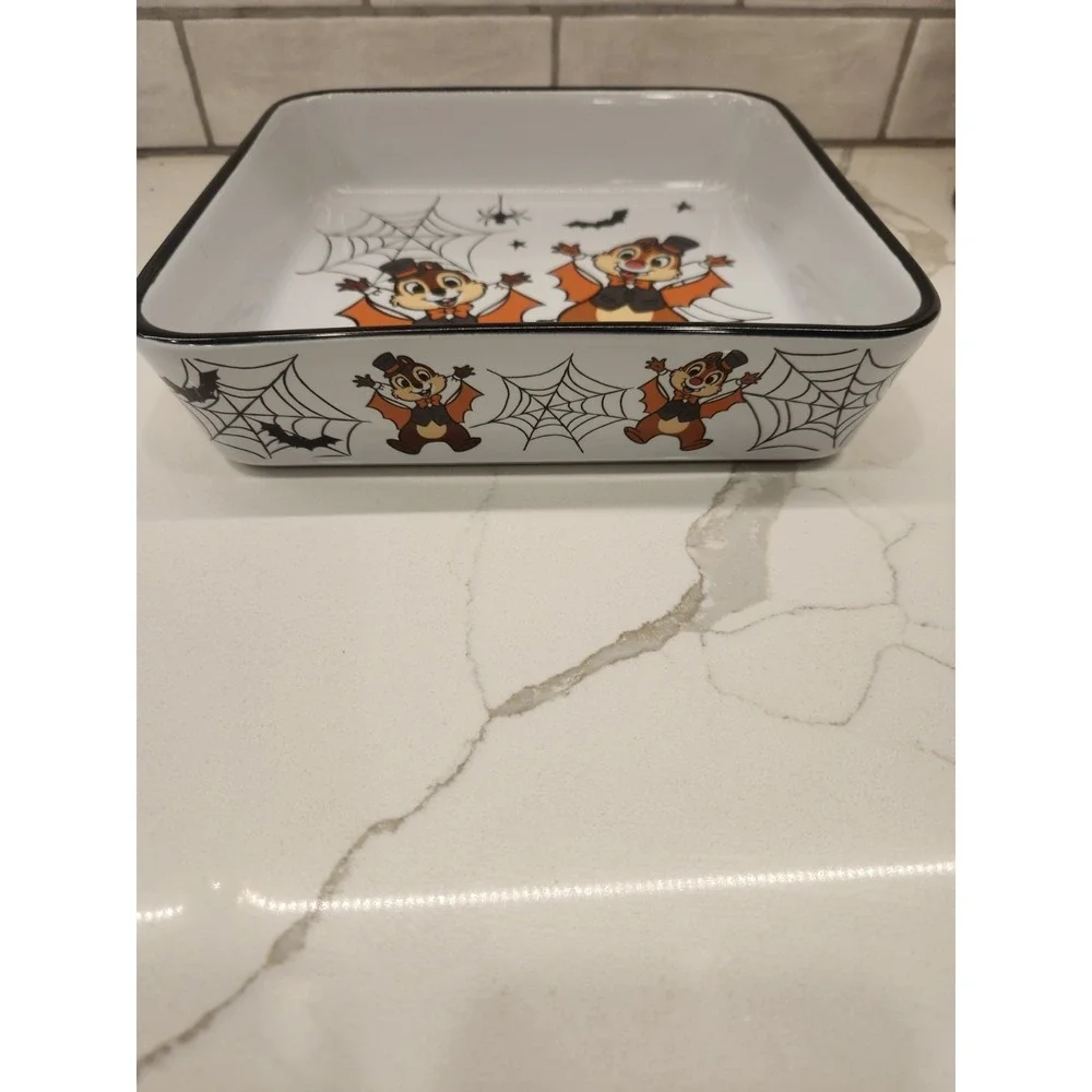 Disney Chip & Dale Halloween Bats Spider Webs Baking Casserole Pan Dish 9
